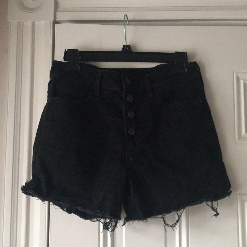 Black high waisted button fly shorts - Old Navy